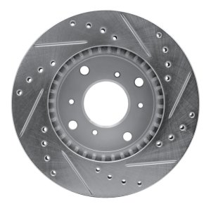 Acura CL Brake Rotor (1) - Front Left - R1 Concepts - Drilled & Slotted - Silver - `98-`02
